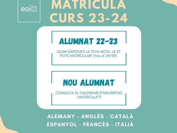Matrícula 23/24 - Alumnat oficial del curs 22/23